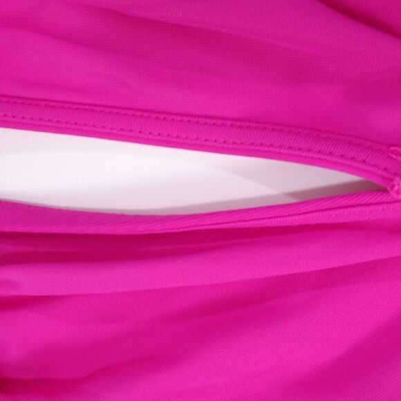 Veronica Beard Reze Hot Pink Ruched Gold Chain Halter Maxi Dress NWT 598 Sz L - Picture 13 of 14